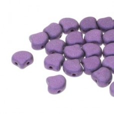 7.5x7.5mm Czech 2-Hole Gingko Beads - Metallic Suede Purple - 22gm