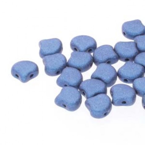 7.5x7.5mm Czech 2-Hole Gingko Beads - Metallic Suede Blue - 22gm 7.5x7.5mm Czech 2-Hole Gingko Beads - Metallic Suede Blue - 22gm
