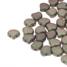 7.5x7.5mm Czech 2-Hole Gingko Beads - Polychrome Sage + Citrus - 22gm