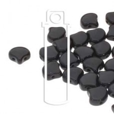 7.5x7.5mm Czech 2-Hole Gingko Beads - Jet - 22gm