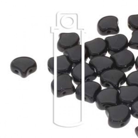 7.5x7.5mm Czech 2-Hole Gingko Beads - Jet - 22gm