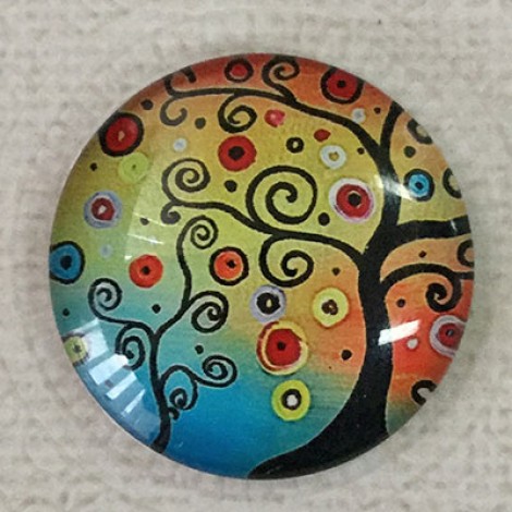 30mm Art Glass Backed Cabochons - Dreaming Tree - each 30mm Art Glass Backed Cabochons - Dreaming Tree - each