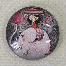 25mm Art Glass Backed Cabochons - Riding an Elephant  - Each