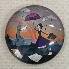 25mm Art Glass Backed Cabochons - Mary Poppins