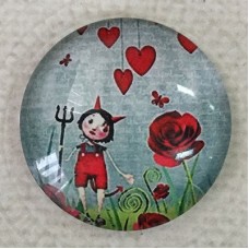 25mm Art Glass Backed Cabochons - Little Devil - Each
