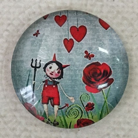 25mm Art Glass Backed Cabochons - Little Devil - Each 25mm Art Glass Backed Cabochons - Little Devil - Each