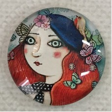 25mm Art Glass Backed Cabochons - French Girl - Pack of 5