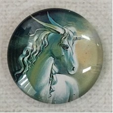 30mm Art Glass Backed Cabochons - Beautiful Unicorn