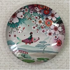 30mm Art Glass Backed Cabochons - My Japanese Flying Fish