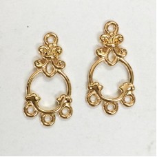 16x12mm Gold Plated Chandelier Drops - 5 pairs