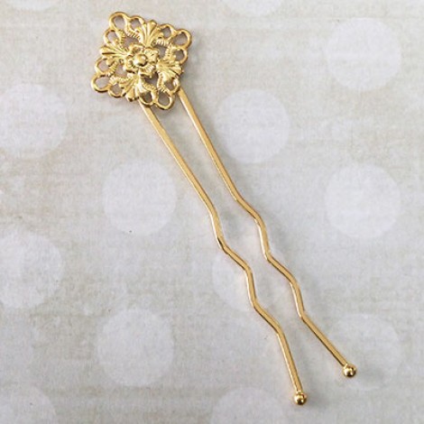 75mm Gold Plated Beadalon Hair Finding with Filigree 