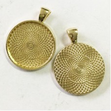 25mm (1in) ID Round Bezel Pendant Setting- Light Gold Plated