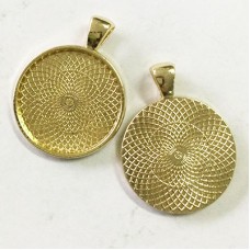 25mm (1in) ID Round Bezel Pendant Setting- Light Gold Plated - Pack of 2