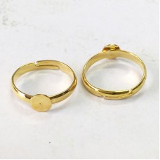 Gold Plated Adjustable Ring w/5mm flat pad