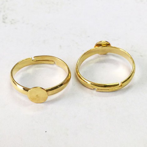 Gold Plated Adjustable Ring w/5mm flat pad