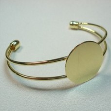 Gold Plated Adjustable Bracelet with 25mm Flat Pad - each