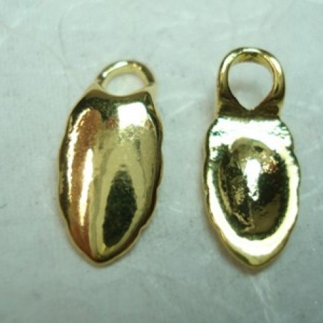 14x6mm Gold Plated Glue-on Earring Leaf Bails