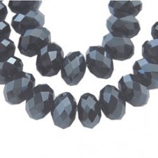8mm Faceted Black Pearl Luster Plated Glass Rondelles