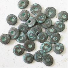 10x2mm Turquoise Patina Greek Ceramic Washers