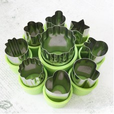 9 Piece Stainless Steel Shape Cutter Set with Green Handles