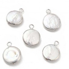 16-22x13-16x4-8mm Natural Freshwater Baroque Keshi Pearl Pendant Drops - Platinum Plated - Each