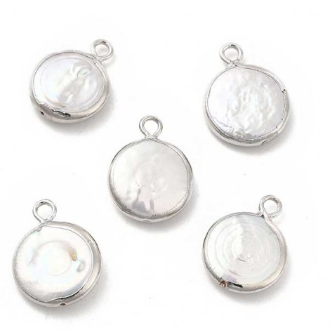 16-22x13-16x4-8mm Natural Freshwater Baroque Keshi Pearl Pendant Drops - Platinum Plated - Each