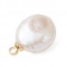 14.5x10x6mm Natural Keshi Pearl Flat Round Charms with Gold Plated Brass Loops - Per Pair