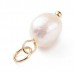 13-15mm Natural B-Grade Cultured Freshwater Rice Pearl Charms w-304 Gold Plated Stainless Steel Jumprings - Per Pair