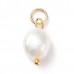 13-15mm Natural B-Grade Cultured Freshwater Rice Pearl Charms w-304 Gold Plated Stainless Steel Jumprings - Per Pair