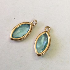 14x6.7x3.4mm Gold Plated Aqua Faceted Marquise Glass Charms - Pack of 2