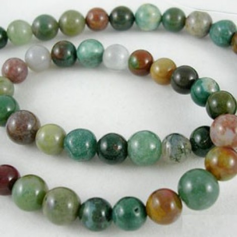 8mm Natural Indian Agate Round Gemstone Beads