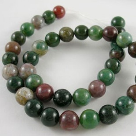 10mm Natural Indian Agate Round Gemstone Beads