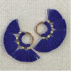 20mm Cotton Mini Ring-Tassels - Royal Blue - Per pair
