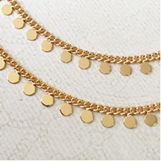 2mm Fine High Quality Gold Plated Chain with 4mm Disc Drops