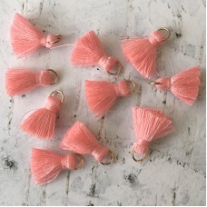 20mm Cotton Mini Tassels with Gold Jumpring - Pack of 10 - Fairy Floss/Gold