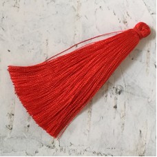 65mm Slim Silk Tassels - Bright Red
