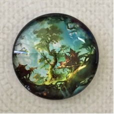 25mm Art Glass Backed Cabochons - Magic Forest Design 4 - Each