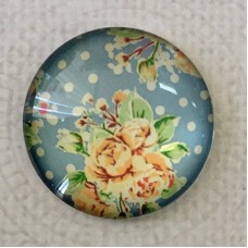 25mm Art Glass Backed Cabochons - Vintage Flowers 3 - Each