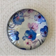 25mm Art Glass Backed Cabochons - Vintage Flowers 4