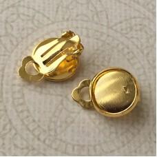 Gold Plated Earclips with 10mm ID Cab Setting