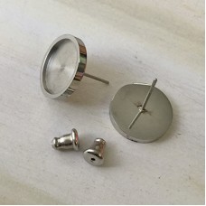 10mm ID 316 Surgical Stainless Steel Earpost Settings w-Clutches