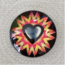 25mm Art Glass Backed Cabochons - Heart Beat 10 - Each