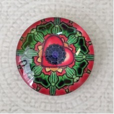25mm Art Glass Backed Cabochons - Heart Beat 11 - Each