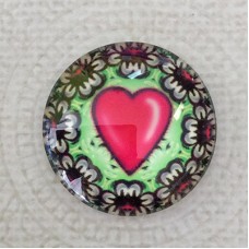 25mm Art Glass Backed Cabochons - Heart Beat 2 - Each