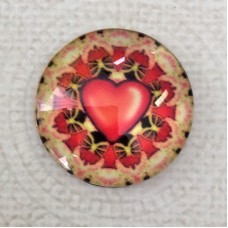 25mm Art Glass Backed Cabochons - Heart Beat 4 - Each