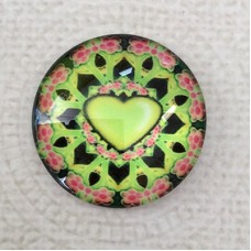 25mm Art Glass Backed Cabochons - Heart Beat 7 - Each