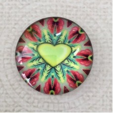 25mm Art Glass Backed Cabochons - Heart Beat 8 - Each