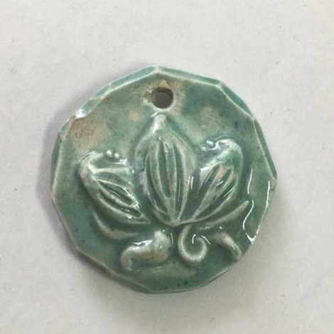 Gaea 35mm Ceramic Flower Pendant - Aqua Green - Slightly imperfect
