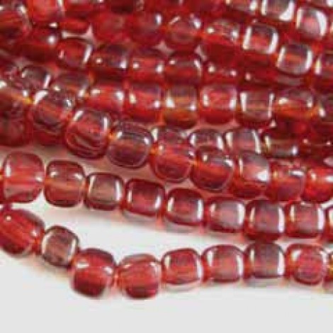 4mm Garnet Czech Glass Cubes - Pack of 50
