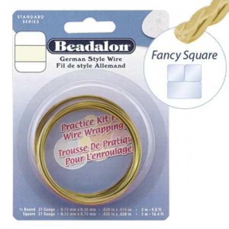 18ga Beadalon Fancy Square German Wire - NT Brass